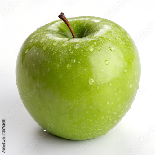 green apple with water drops