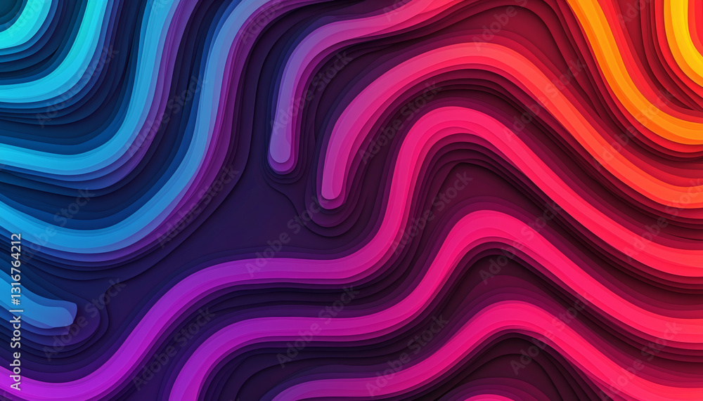 Neon abstract lines. Vibrant abstract waves in bold neon colors create elegant, flowing pattern Neon abstract lines. Vibrant abstract waves in bold neon colors create elegant, flowing pattern