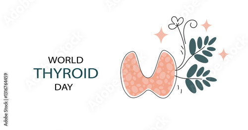  World Thyroid Day banner. Thyroid information flyer or poster.  Cartoon flat vector illustration