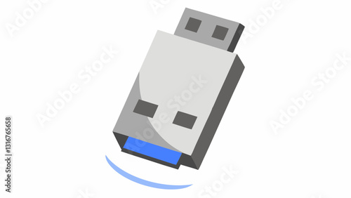Stylized USB flash drive with a blue connector in a modern design