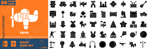 Toys Solid Editable Icons set