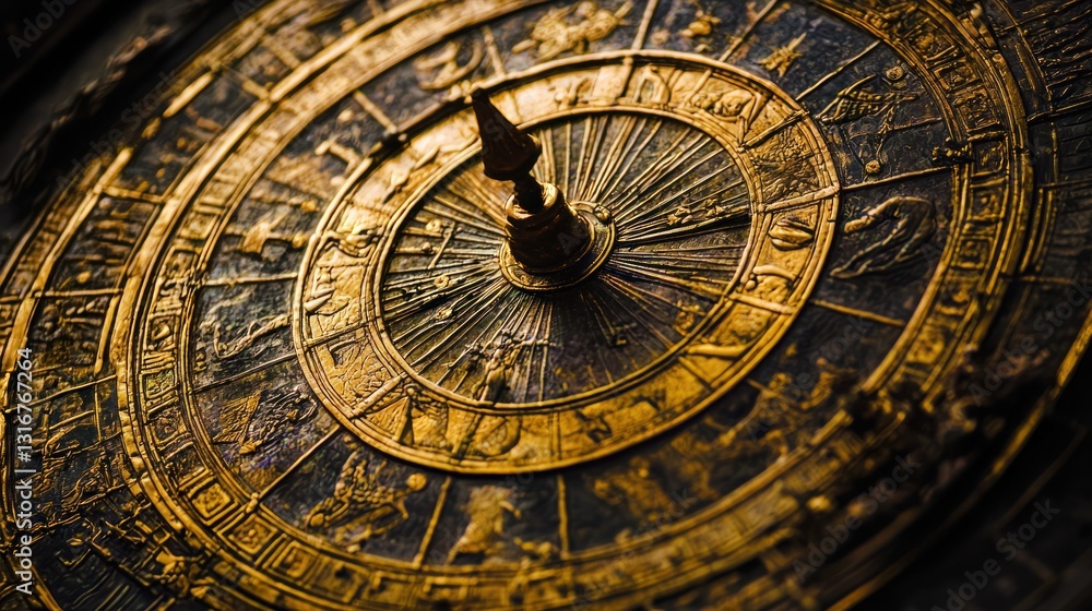 Naklejka premium Ancient Astrolabe: Celestial Navigation and Timekeeping Device