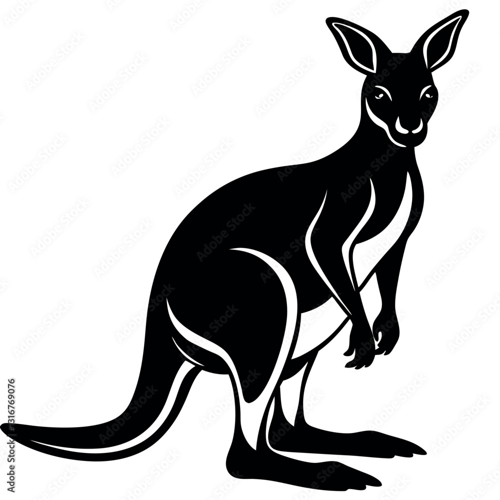 Kangaroo vector black-and-white background. Kangaroo vector black-and-white background.