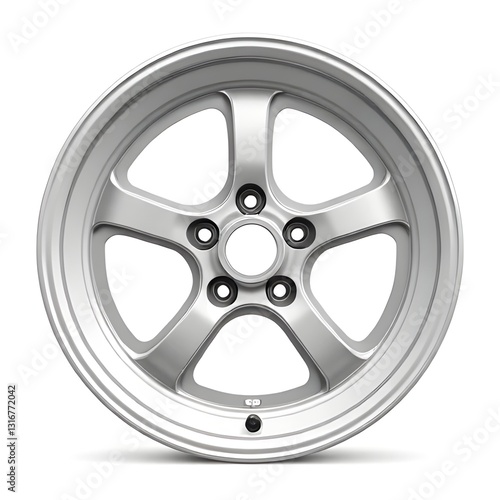 Silver Alloy Wheel with Five-Spoke Design