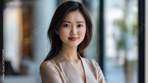 Elegant Asian woman in a silk blouse, poised and professional, sharp corporate setting, high-resolution details Free Download Elegant Asian woman in a silk blouse, poised and professional, sharp corporate setting, high-resolution details - GFXLoad