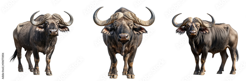 Naklejka premium Set of a buffalo, isolated on transparent background.