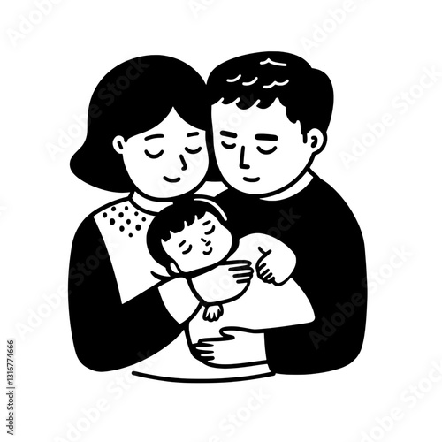 Celebrating the bond of family through love and tenderness with parents embracing their newborn