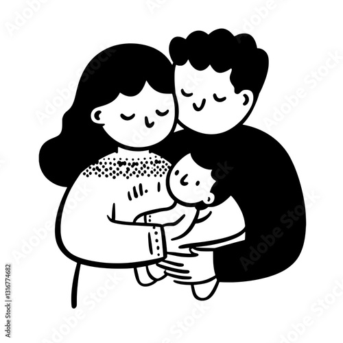 Joyful family bond depicted in a heartwarming vector illustration celebrating love and togetherness