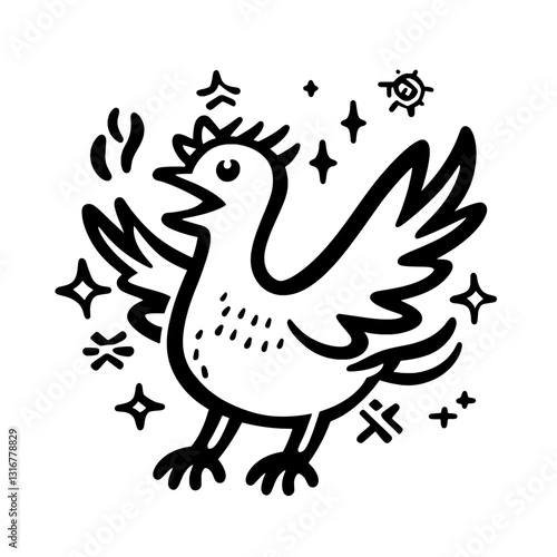 Whimsical bird illustration celebrating creativity and joy in the vibrant world of nature