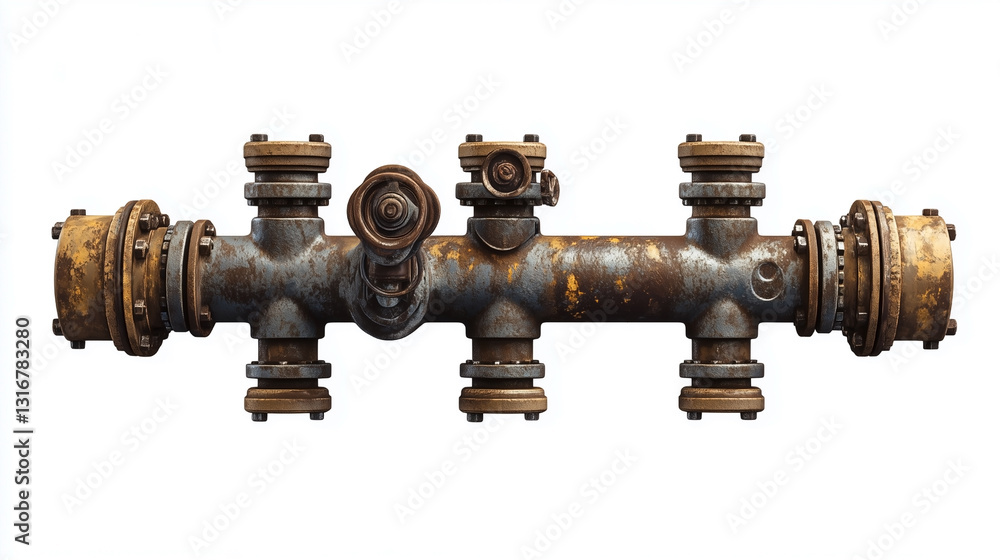 A rusty pipe with a valve on it A rusty pipe with a valve on it