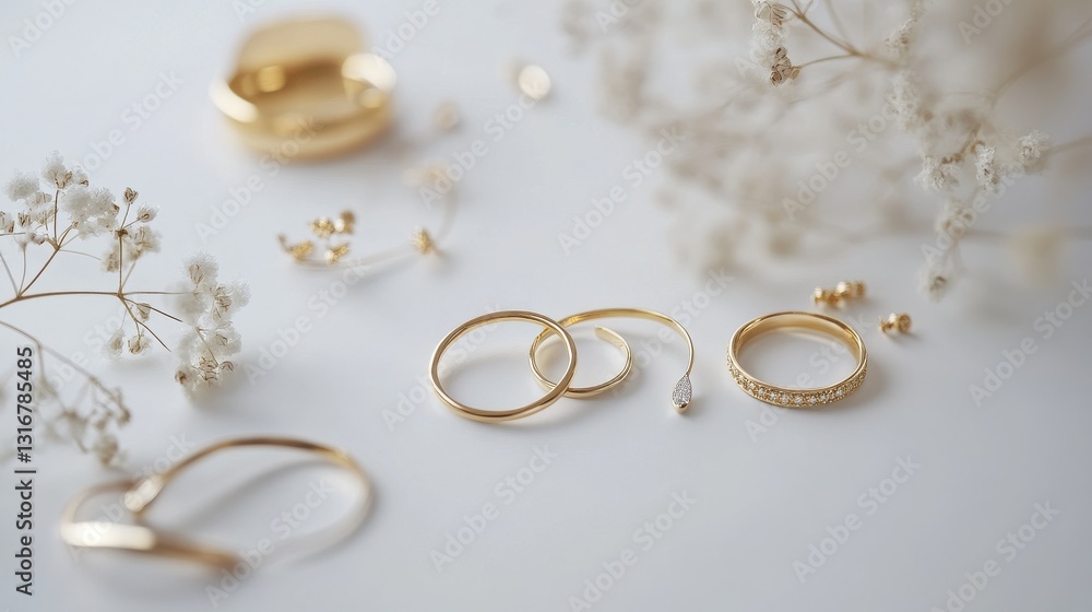 Minimalist Gold Jewelry Pieces on White Surface Minimalist Gold Jewelry Pieces on White Surface