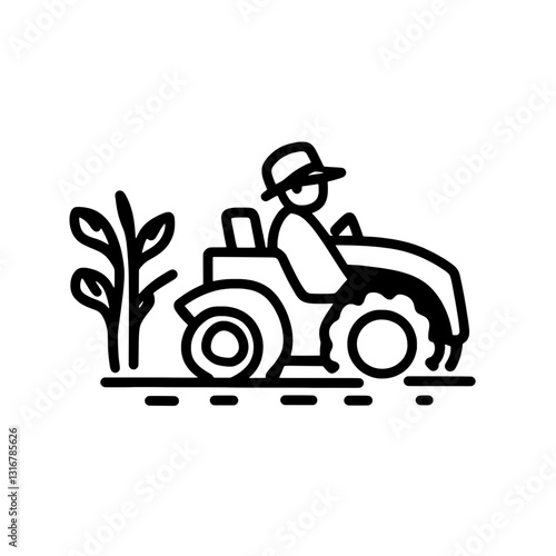 Riding a tractor through a flourishing field while tending to crops in a peaceful rural setting