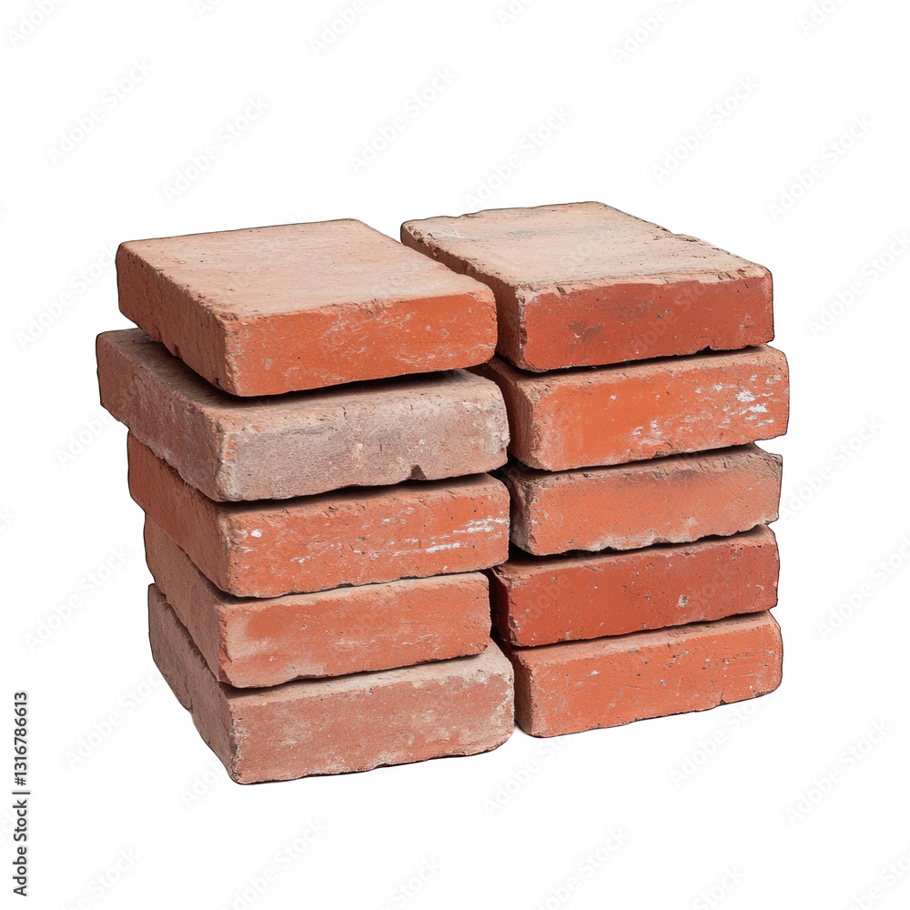 Stack of Red Paving Bricks isolated on transparent background Stack of Red Paving Bricks isolated on transparent background