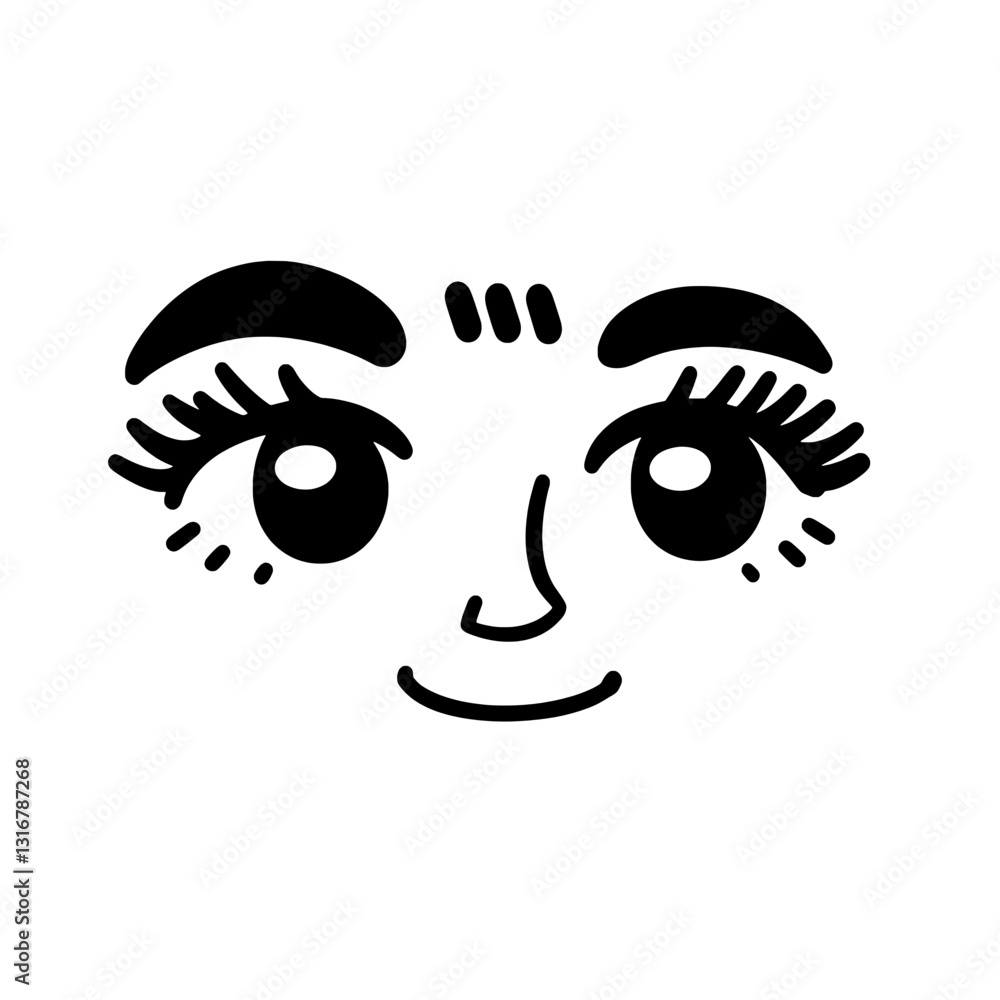 Creative expression through a whimsical vector face design featuring charming eyes and playful features
