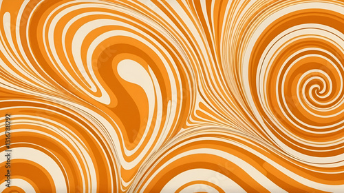 Retro caramel liquid texture. Salted caramel dessert background. Wavy swirl candy pattern for poster, cover, banner, pamphlet, flyer. Nice sweat nougat hippie wallpaper in 60s or 70s style. Vector