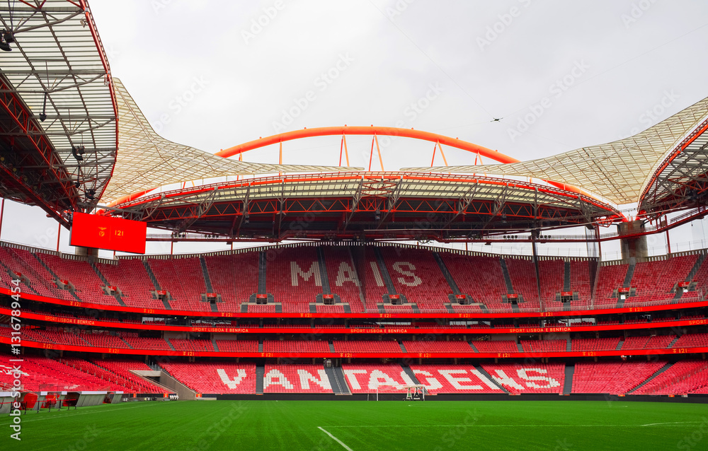 Fototapeta premium Estadio da Luz Stadium before UEFA Champions League match Benfica vs Barcelona. SL Benfica Stadium Lisboa, Portugal, 02.03.2025
