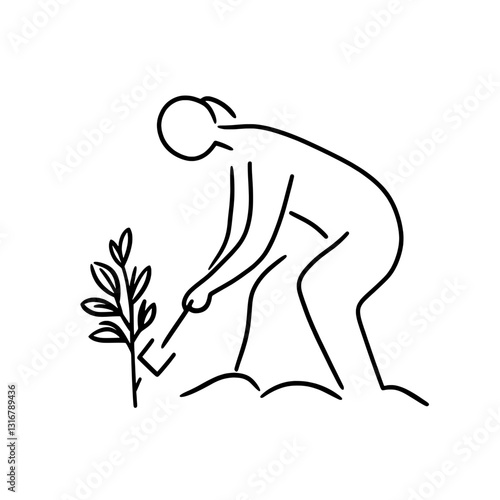Fostering new life in the garden through planting and nurturing a young sapling with care and dedication