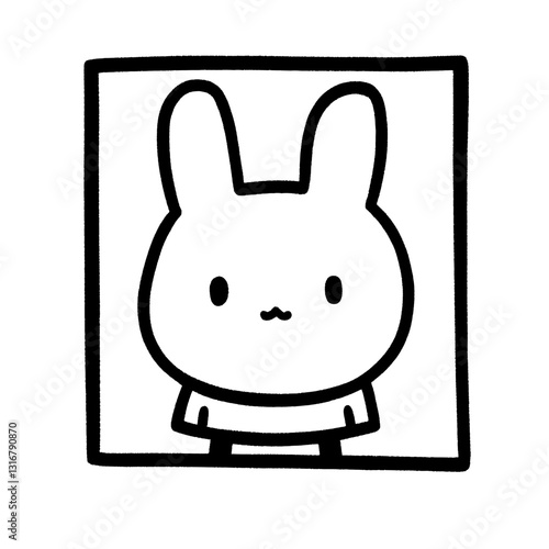 Cute vector illustration of a bunny character in a minimalist design showcasing playful charm and simplicity