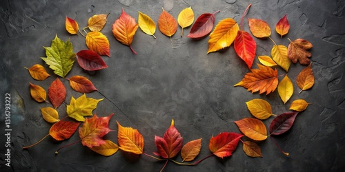 Autumnal Leaves Frame on Dark Background A Colorful Seasonal Design Element for Fall Projects