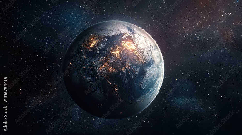 Naklejka premium Earth from Space: A Celestial View of Our Planet