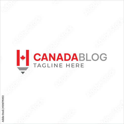 Canada Blog, combination logo design for story tellers or authors, combination of pen and flag