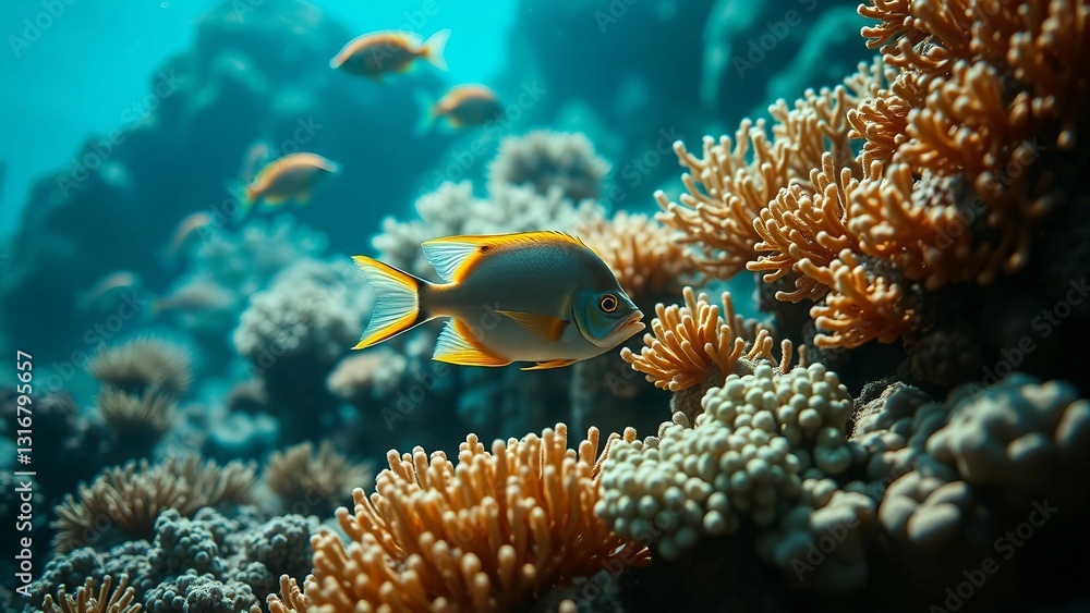 Obraz premium Coral reefs serve as vital ecosystems for fish providing them with shelter sustenance and a complex