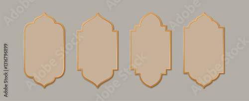Collection of Islamic windows and arches in oriental style