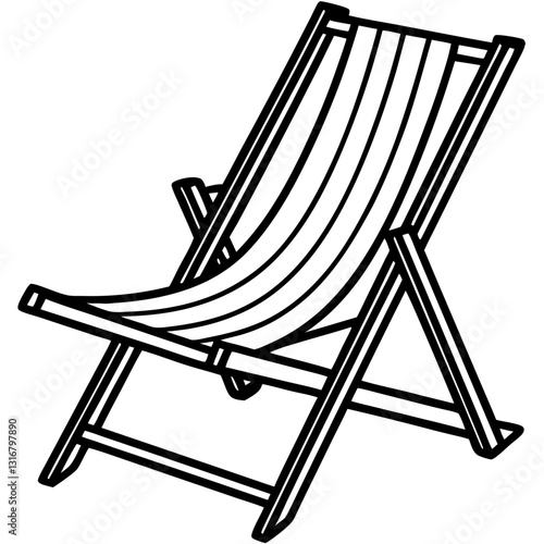 Foldable Beach Chair Illustration – Ideal for Summer Vacation and Travel Designs