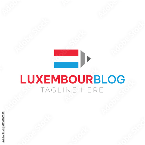 Luxembourg flag logo design with pen to show author or stationary business identity Free Download Luxembourg flag logo design with pen to show author or stationary business identity - GFXLoad