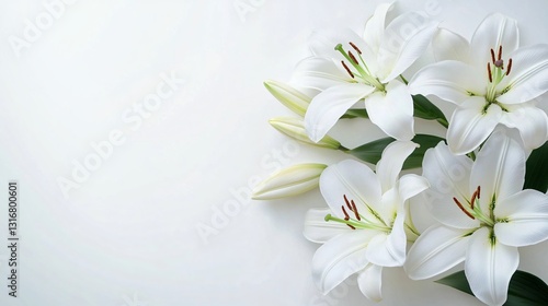 A minimalist arrangement of elegant white lilies, perfect for spring events, Easter celebrations, serene decor, and floral branding.