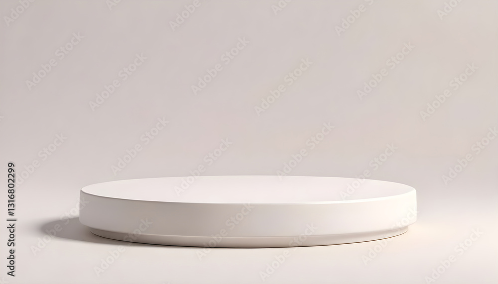 Sleek white ceramic foundation with a subtle shine, creating a clean backdrop for products Sleek white ceramic foundation with a subtle shine, creating a clean backdrop for products
