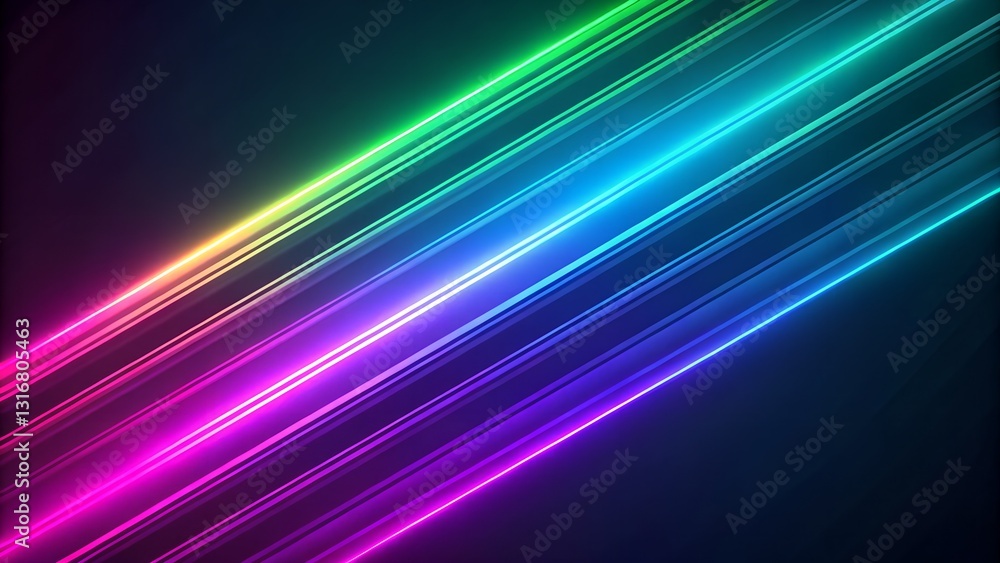 Vibrant diagonal light streaks in rainbow colors against a dark background with copy space Vibrant diagonal light streaks in rainbow colors against a dark background with copy space