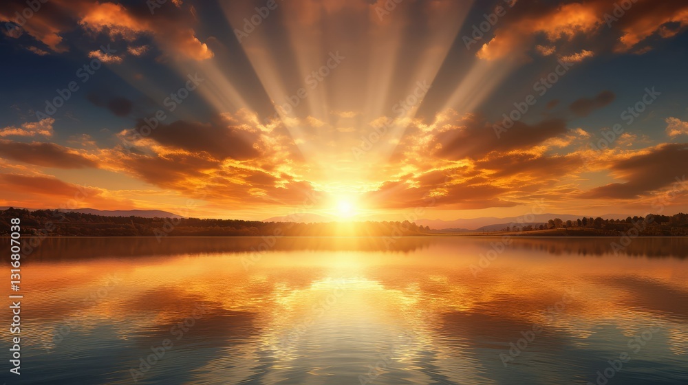 lake realistic sun rays lake realistic sun rays