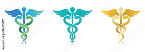Caduceus leaf natural. Medical logo. Vector illustration on white background.