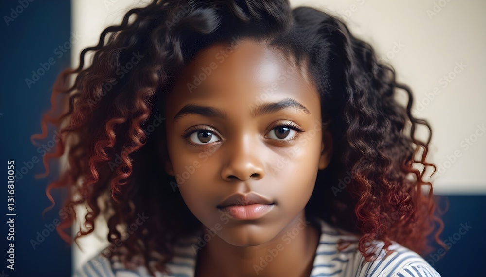 Close Up Portrait of a Nigerian Girl with Bright Eyes and Soft Curls Close Up Portrait of a Nigerian Girl with Bright Eyes and Soft Curls