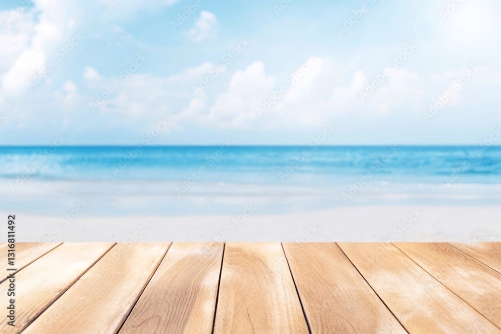Fototapeta premium wood table beach background
