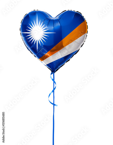 マーシャルの国旗のハート型の風船。白背景。(Marshall Islands flag heart shaped balloon on white background.)
 photo