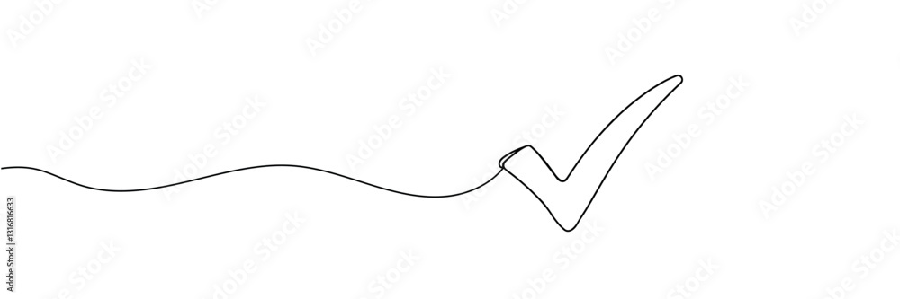Obraz premium Continuous line drawing check mark icon. Single line confirmation icon. Vector illustration
