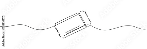 Creative vector Airline ticket. One line style illustration.