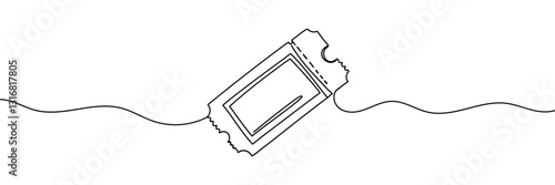 Creative vector Airline ticket. One line style illustration.