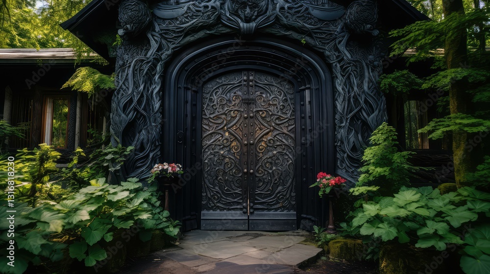 Fototapeta premium intricate black doors