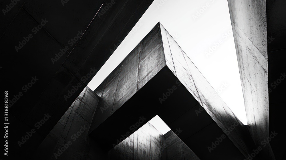 Fototapeta premium Abstract Concrete Architecture: A Study in Light and Shadow