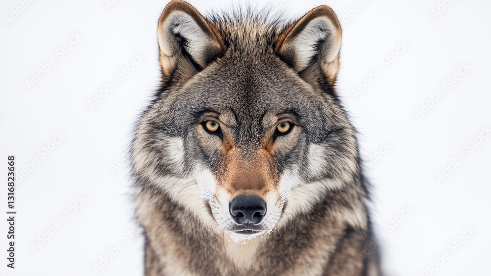 Fototapeta premium Detailed high-resolution image of a wolf focused on its fierce expression, perfect for professional use.