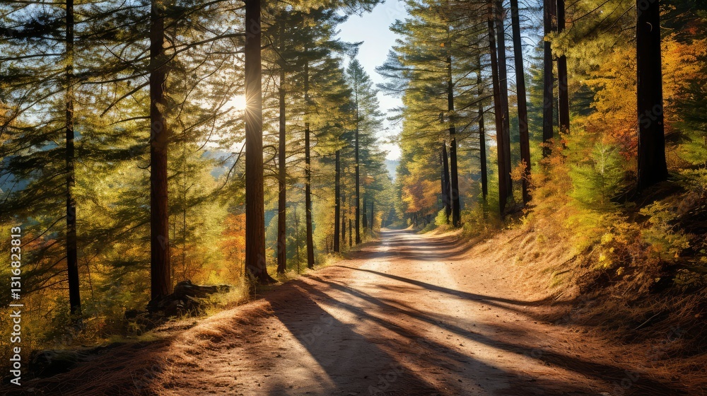 Fototapeta premium forest fall country road