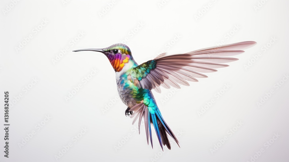 Fototapeta premium flight hummingbird on white