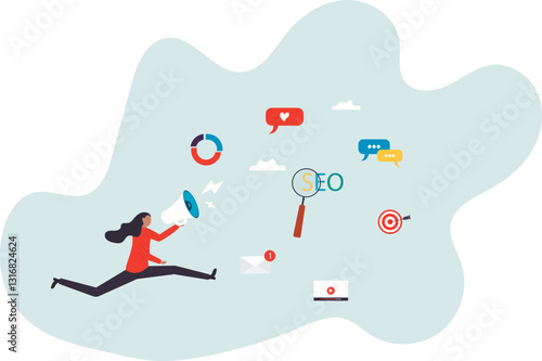 Marketing strategy, communication for online website, social media or market research, advertising, seo,character for design