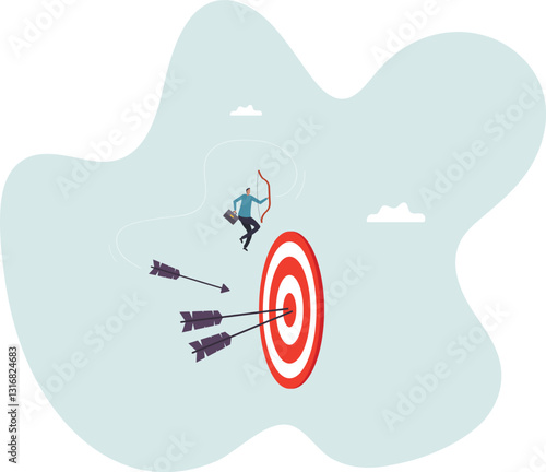 Easy achieve goal, business target, confident or skill to success, challenge for marketing strategy, aiming at goal,flat character life .