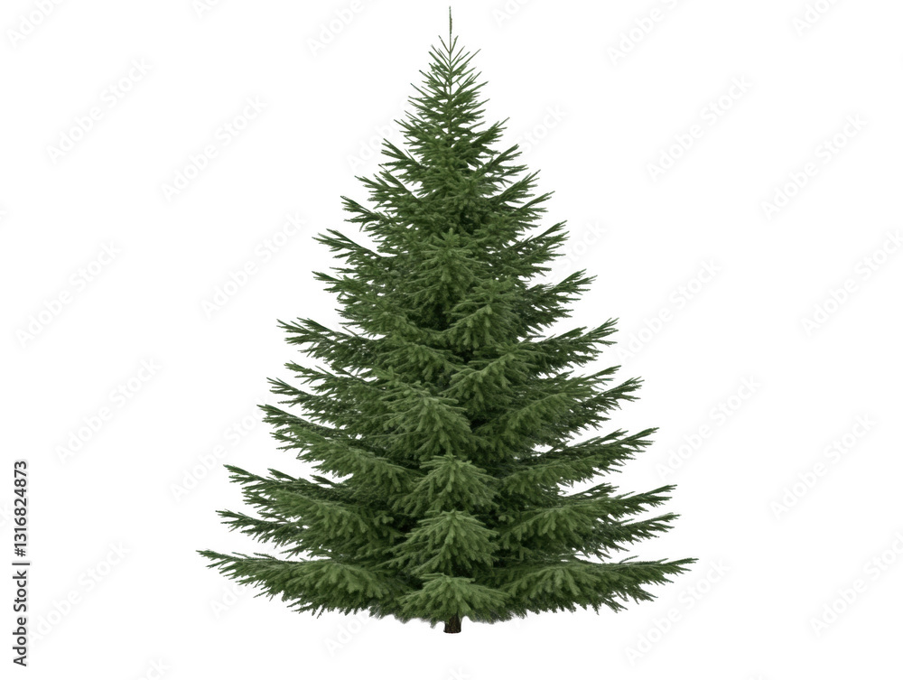 A tall evergreen tree with green leaves. The tree is the main focus of the image. The tree is standing alone in a white background A tall evergreen tree with green leaves. The tree is the main focus of the image. The tree is standing alone in a white background