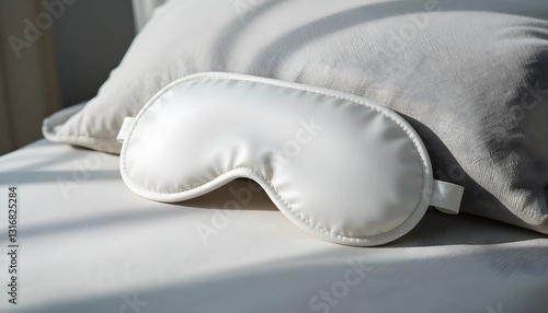 Silk Eye Mask on Light Gray Pillow