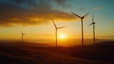 Professional Usage of Silhouette of Wind Turbines During Sunset in Scotland
